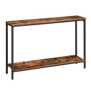 hoobro console table, 47.2″ narrow entryway table, industrial sofa table with shelf, entrance table for living room, hallway, foyer, corridor, office, wood look accent, rustic brown and black bf20xg01