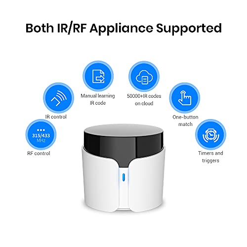 BestCon RM4C pro Smart WiFi IR and RF Remote Control for TV, STB, Air Conditioner, 433Mhz RF Blinds, Curtain, Garage Door, Works with Google Home, Alexa, IFTTT