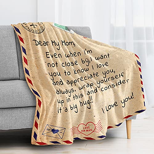 Best Gifts for Mom Happy Birthday Gifts for Mom from Daughter Son Christmas Thanksgiving Valentines Mothers Day to My Mom Blanket Gifts for Her Love Letter Super Soft Throw for Couch Sofa 60"x50"