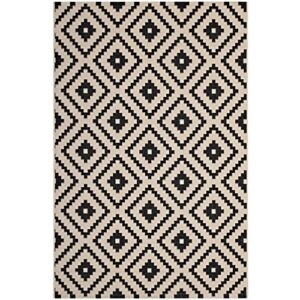 modway r-1134a-46 perplex geometric diamond trellis 4×6 indoor and outdoor area rug, black and beige