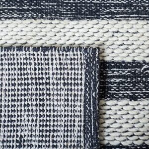 SAFAVIEH Striped Kilim Collection 4' x 6' Ivory / Black STK506A Handmade Flatweave Cotton Area Rug