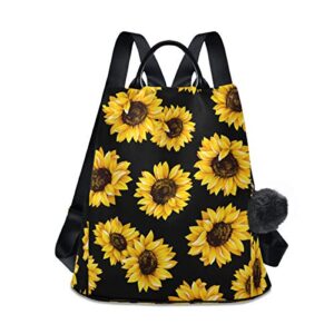 alaza stylish yellow sunflower backpack purse with adjustable straps for woman ladies