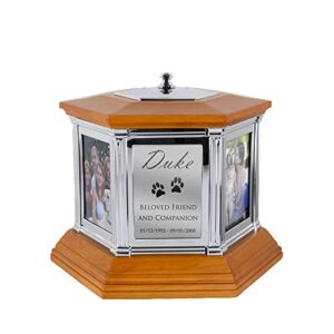 perfect memorials custom engraved medium rotating memories cremation urn (100 cu/in) – urn for human ashes/6 photo frames/spins 360 degrees