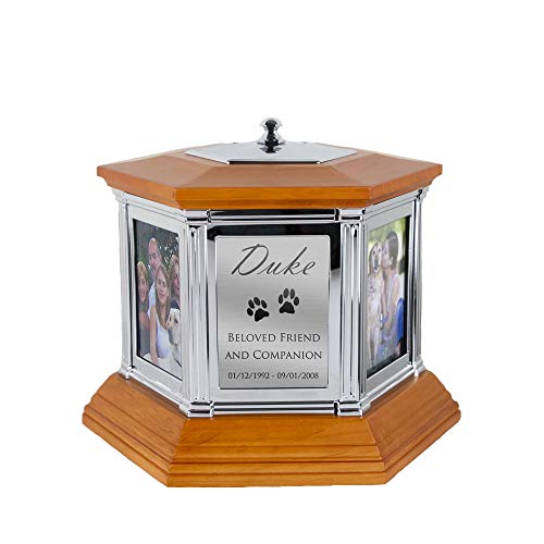 Perfect Memorials Custom Engraved Medium Rotating Memories Cremation Urn (100 Cu/in) - Urn for Human Ashes/6 Photo Frames/Spins 360 Degrees