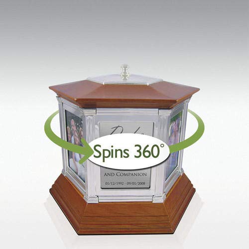 Perfect Memorials Custom Engraved Medium Rotating Memories Cremation Urn (100 Cu/in) - Urn for Human Ashes/6 Photo Frames/Spins 360 Degrees