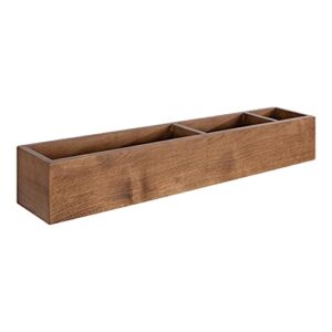 kate and laurel hutton pocket shelf wall organizer, 26 x 5 x 4, rustic brown, decorative transitional mail holder with storage