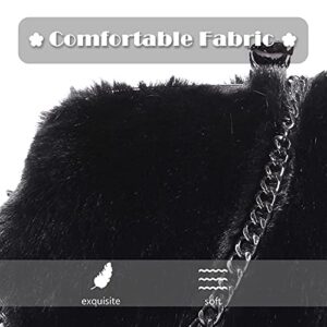 TANOSII Faux Fur Purse Furry Clutch with Rhinestone Shoulder Bag Fluffy Evening Bag Crossbody Bag for Women Black
