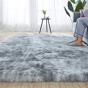 rainlin shaggy 3×5 area rug modern indoor plush fluffy rugs, extra soft comfy carpets, cute cozy area rugs for bedroom living room girls boys kids, grey
