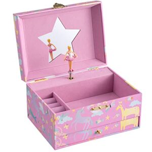 lekymo girls jewelry box kids jewelry box musical ballerina box for girls, unicorn & mermaid design jewelry box for girls jewelry organizers for bedroom decor christmas birthday gifts