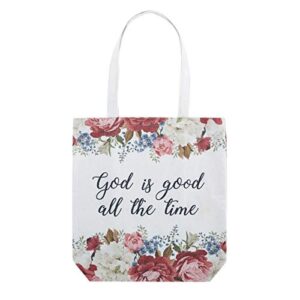 gifts for women, god is good all the time tote bag with floral design, 14 inch