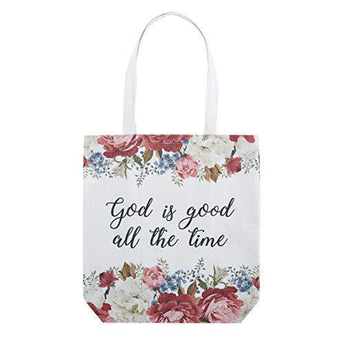 Gifts for Women, God is Good All the Time Tote Bag with Floral Design, 14 Inch