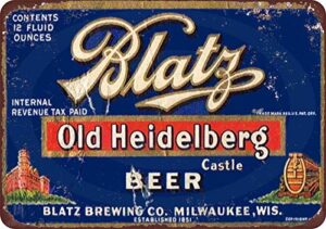 homdeo for farm gym man cave patio home laundry room basement funny wall decor tin sign 8″ x 12″ metal signs vintage blatz old heidelberg beer vintage look