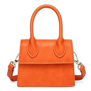 catmicoo mini purse for women, trendy mini bags and tiny handbag with crocodile pattern (orange)