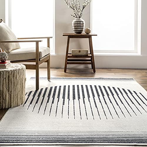 nuLOOM Francesca Machine Washable Contemporary Moon Area Rug, 4' x 6', Grey