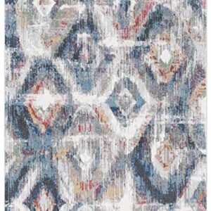 SAFAVIEH Phoenix Collection 9' x 12' Ivory/Blue PHX256A Modern Boho Distressed Non-Shedding Living Room Bedroom Dining Home Office Area Rug