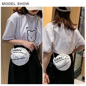 KUANG! Women's Basketball Shaped Mini Chain Purse Shoulder Messenger Handbags Handle Tote Cross Body bags For Girls