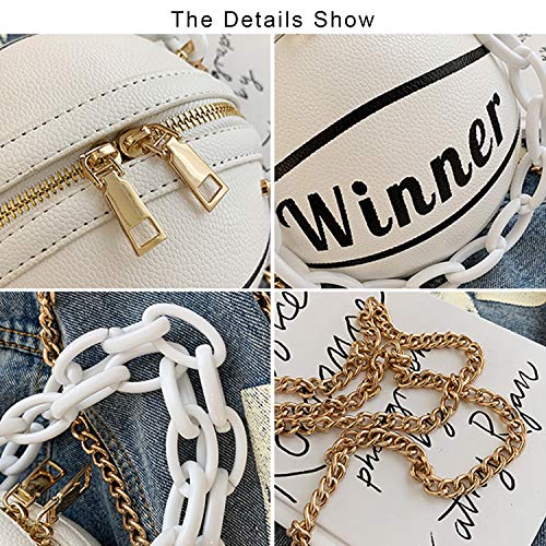 KUANG! Women's Basketball Shaped Mini Chain Purse Shoulder Messenger Handbags Handle Tote Cross Body bags For Girls