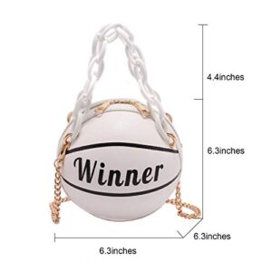 KUANG! Women's Basketball Shaped Mini Chain Purse Shoulder Messenger Handbags Handle Tote Cross Body bags For Girls