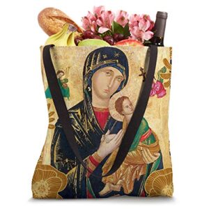 Our Lady of Perpetual Help Blessed Mother Mary Catholic Icon Tote Bag