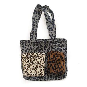 Leopard Tote Bag With Zipper Cheetah Gifts For Women Fuzzy Tote Bags For Beach