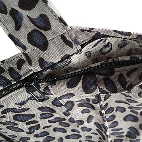 Leopard Tote Bag With Zipper Cheetah Gifts For Women Fuzzy Tote Bags For Beach