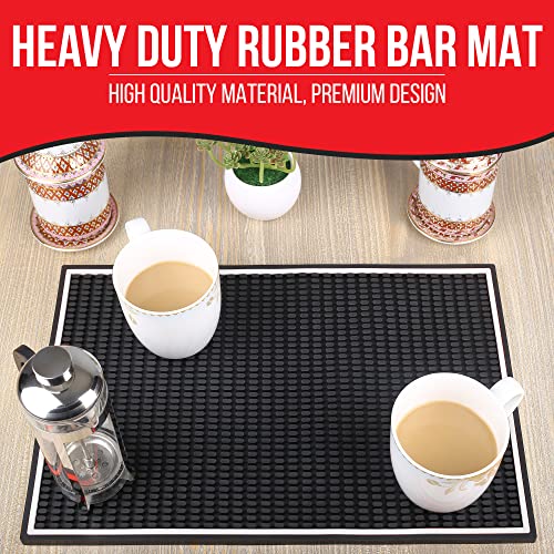 Coffee Bar Mats for Countertop 18 X 12 Inch Thick with Extra Two Coasters, Bar Mat Spill Mat Slip Resistant, Durable Bar Mat for Home Bar and Restaurant by Khokhas (White Boarder)