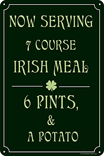 7 Course Irish Meal 12" x 8" Funny Tin Metal Sign Pub Bar Man Cave Decor Tavern Brew Pub Plaque