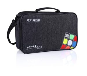 professional speed cube storage bag with individual compartments for timer/cubes/cup/ mat supplies- black satchel shoulder bag carry case perfect for competitions- from mrc