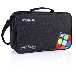 Professional Speed Cube Storage Bag with Individual Compartments for Timer/Cubes/Cup/ Mat Supplies- Black Satchel Shoulder Bag Carry Case Perfect for Competitions- from MRC