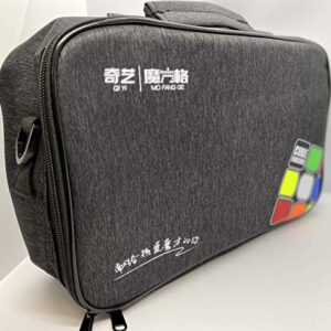 Professional Speed Cube Storage Bag with Individual Compartments for Timer/Cubes/Cup/ Mat Supplies- Black Satchel Shoulder Bag Carry Case Perfect for Competitions- from MRC