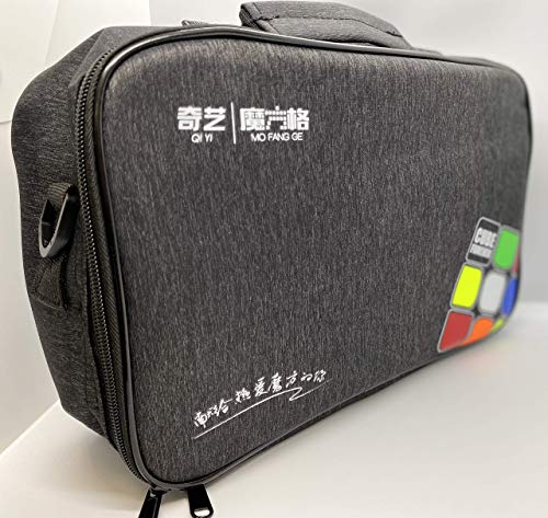 Professional Speed Cube Storage Bag with Individual Compartments for Timer/Cubes/Cup/ Mat Supplies- Black Satchel Shoulder Bag Carry Case Perfect for Competitions- from MRC