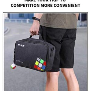 Professional Speed Cube Storage Bag with Individual Compartments for Timer/Cubes/Cup/ Mat Supplies- Black Satchel Shoulder Bag Carry Case Perfect for Competitions- from MRC