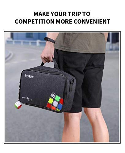 Professional Speed Cube Storage Bag with Individual Compartments for Timer/Cubes/Cup/ Mat Supplies- Black Satchel Shoulder Bag Carry Case Perfect for Competitions- from MRC