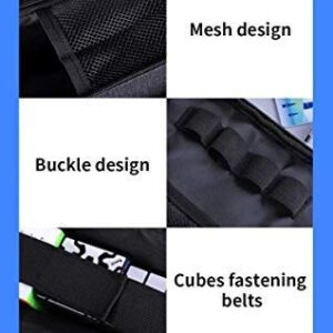 Professional Speed Cube Storage Bag with Individual Compartments for Timer/Cubes/Cup/ Mat Supplies- Black Satchel Shoulder Bag Carry Case Perfect for Competitions- from MRC