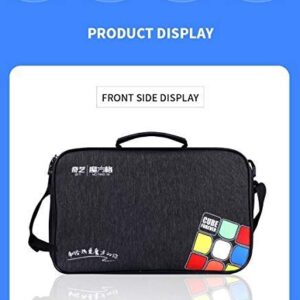 Professional Speed Cube Storage Bag with Individual Compartments for Timer/Cubes/Cup/ Mat Supplies- Black Satchel Shoulder Bag Carry Case Perfect for Competitions- from MRC