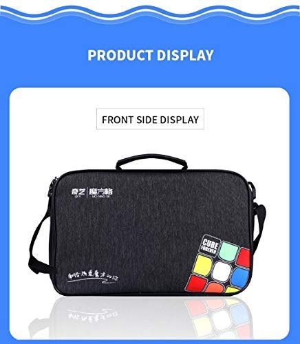 Professional Speed Cube Storage Bag with Individual Compartments for Timer/Cubes/Cup/ Mat Supplies- Black Satchel Shoulder Bag Carry Case Perfect for Competitions- from MRC