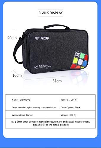 Professional Speed Cube Storage Bag with Individual Compartments for Timer/Cubes/Cup/ Mat Supplies- Black Satchel Shoulder Bag Carry Case Perfect for Competitions- from MRC