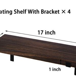 HXSWY Rustic Wood Floating Shelves for Wall Decor Farmhouse Wooden Wall Shelf for Bathroom Kitchen Bedroom Living Room Set of 4 Dark Brown