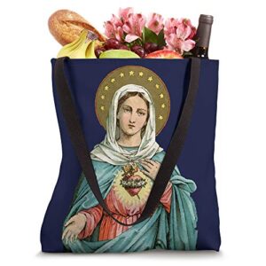 Immaculate Heart of Mary Our Blessed Mother Catholic Vintage Tote Bag