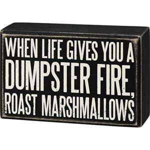 primitives by kathy 107454 box sign – roast marshmallows, 5.5×3.5 inches, black, white