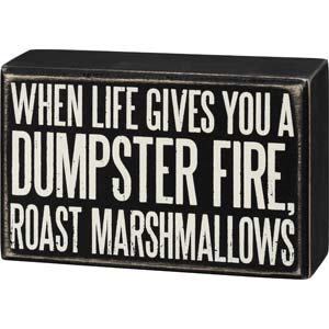 Primitives by Kathy 107454 Box Sign - Roast Marshmallows, 5.5x3.5 inches, Black, White