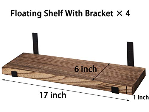 HXSWY Rustic Wood Floating Shelves for Wall Farmhouse Wooden Wall Shelf for Bathroom Kitchen Bedroom Living Room Set of 4 Light Brown