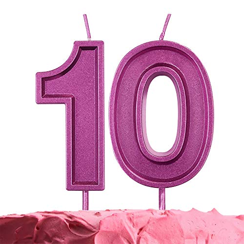 GET FRESH Number 10 Birthday Candle – Purple Number Ten Candle on Sticks – Number Candles for Birthday Anniversary Wedding Party – 10 th Birthday Candle for Cake Decoration – Purple Ten Candle