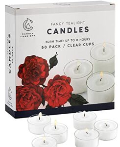 tea light candles 8 hours burn time in clear plastic cup holders 50 pack