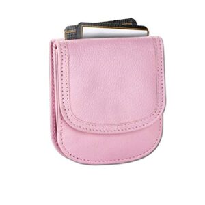 taxi wallet – soft leather, ballet slipper pink – a simple, compact, front pocket, folding wallet, that holds cards, coins, bills, id – for men & women