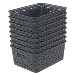 ramddy 8 packs plastic weave basket for organizing, small office home storage bin
