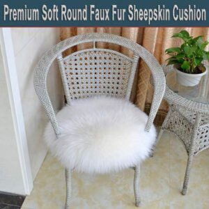 50cm/ 20inch Soft Round Faux Sheepskin Rugs, Faux Plush Fur Area Rugs, Ultra Soft Fluffy Rugs for Living Room Bedroom Floor Sofa (White)