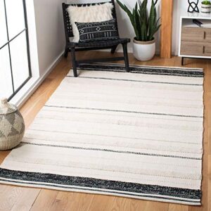 safavieh striped kilim collection 3′ x 5′ ivory / black stk512a handmade flatweave cotton area rug