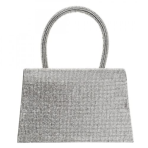 Women's Top Handle Clutch Bags Classy Stylish Sparkly Beaded Clutch Bag/Handbag/Chain Crossbody bag- Evening/Party/Travel/Work (Silver)