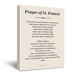 inspirational prayer of st. francis quote saint francis peace prayer poster canvas wall art painting ready to hang for home/bedroom/living room decor – prayer print christian wall decor canvas gifts – easel & hanging hook 11.5×15 inch